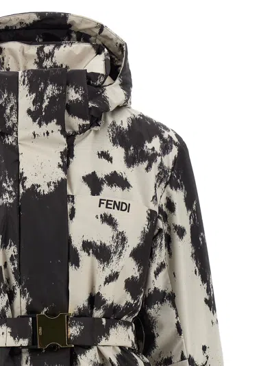 Fendi Frosted Fauna Puffer Jackets Multicolor In Black
