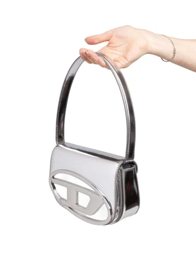 Diesel 1dr Shoulder Bag In Mirrored Leather Color Silver In Silver