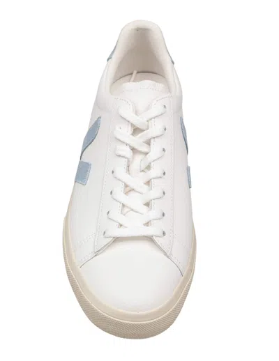 Veja Campo Chromefree Leather Shoes, White/light Blue In White