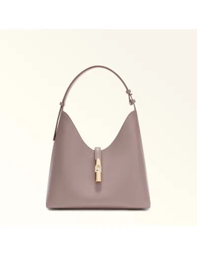 Furla Shoulder Bag Drop M In Tortora Color Leather In Purple