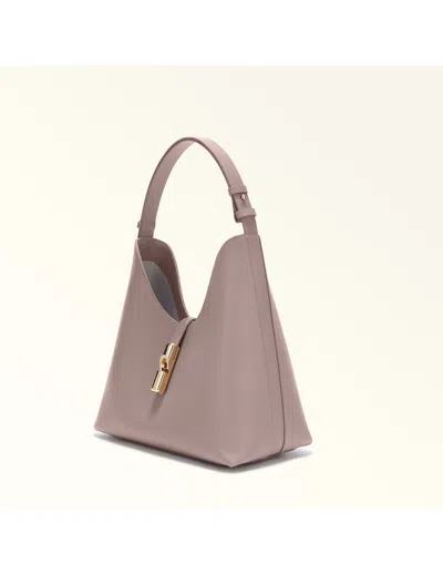 Furla Shoulder Bag Drop M In Tortora Color Leather In Purple