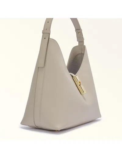 Furla Marshmallow Leather Hobo Bag With Adjustable Handle In Gray