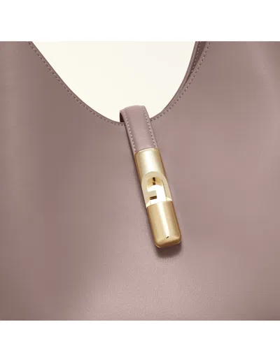 Furla Shoulder Bag Drop M In Tortora Color Leather In Purple