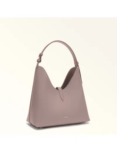 Furla Shoulder Bag Drop M In Tortora Color Leather In Purple