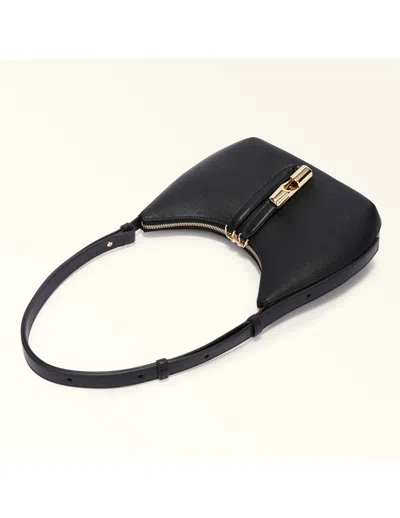 Furla Hobo Bag Goccia M In Leather Color Black In Black