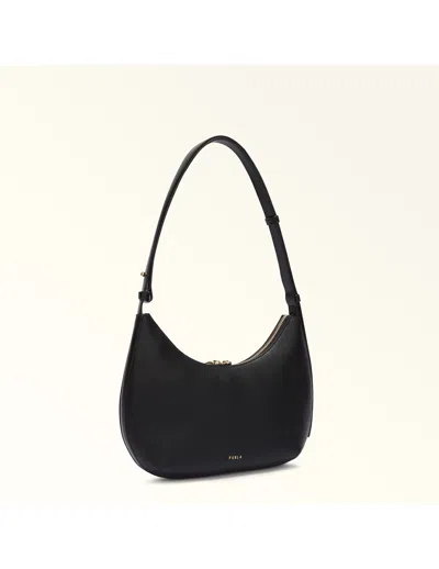 Furla Hobo Bag Goccia M In Leather Color Black In Black