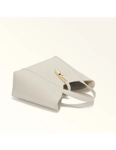 Furla Hand Bag Drop S Tote In Leather Cream Color In White