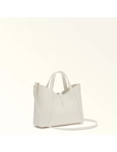 Furla Hand Bag Drop S Tote In Leather Cream Color In White