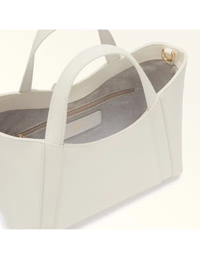 Furla Hand Bag Drop S Tote In Leather Cream Color In White