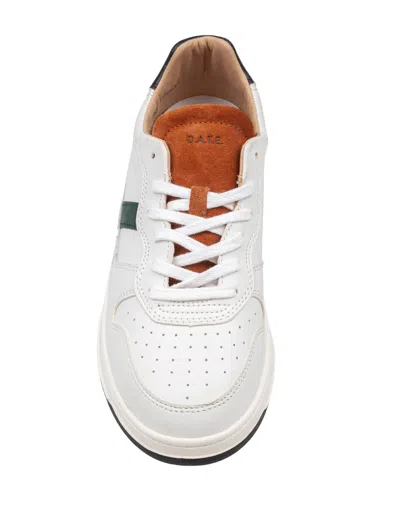 Date Court Leather Sneakers In White And Tan In Multi