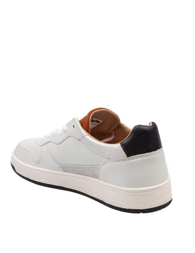 Date Court Leather Sneakers In White And Tan In Multi