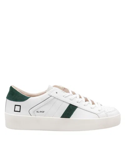 Date Hill Low Leather Sneakers In White And Green In Multi