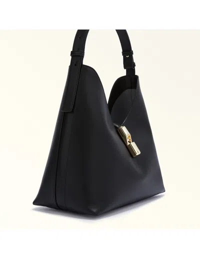 Furla Hobo Bag Goccia M In Leather Color Black In Black