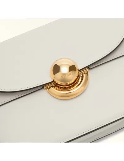 Furla Sfera S Shoulder Bag In Cream Color Leather In White