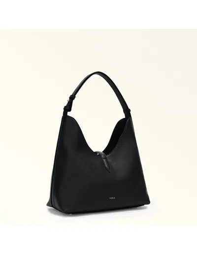Furla Hobo Bag Goccia M In Leather Color Black In Black