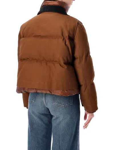 Sacai X Carhartt Wip Washed Duck Down Puffer Jacket In Brown