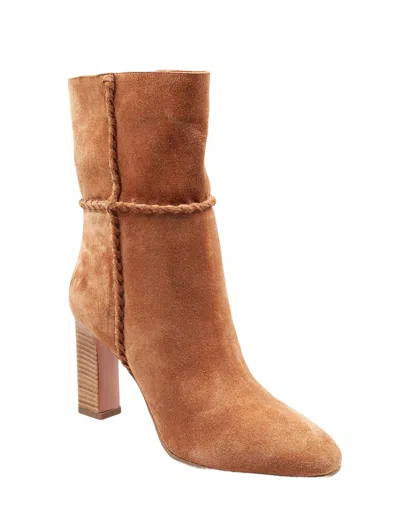 Aquazzura Indy 85 Whipstitched Suede Ankle Boots In Brown