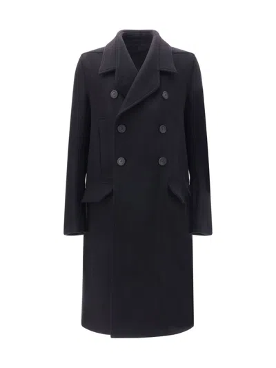 Rick Owens Officer Coat Structured Wide Lapels In Black