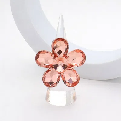 Fashnzfab Flower Stone Cluster Stretch Ring In Gold