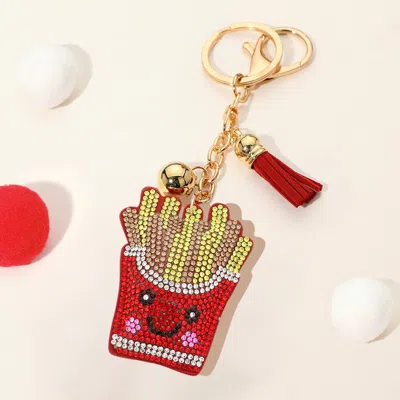 Fashnzfab Bling Studded French Fries Tassel Keychain / Bag Charm In Multi
