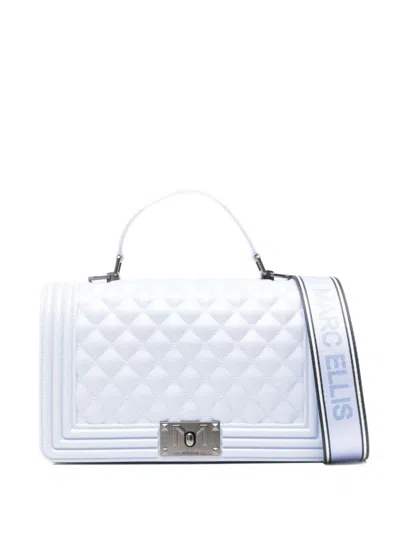 Marc Ellis Sky Blue Quilted Shoulder Bag In White