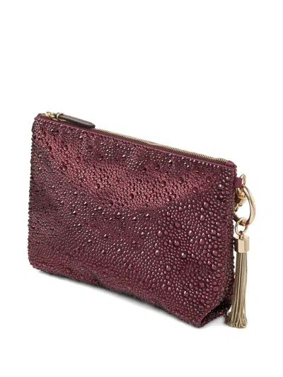Jimmy Choo Callie Crystal Chain Clutch Bag In Purple