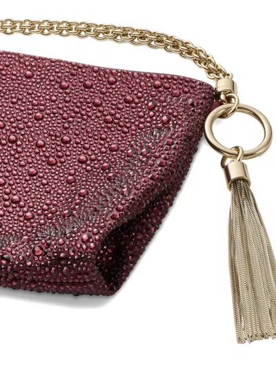 Jimmy Choo Callie Crystal Chain Clutch Bag In Purple