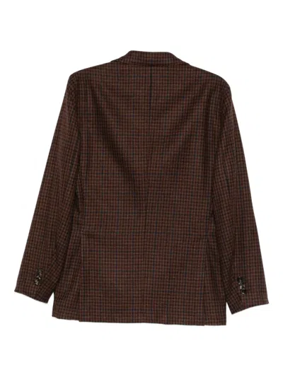 Dell'oglio Check Single-breasted Blazer In Brown