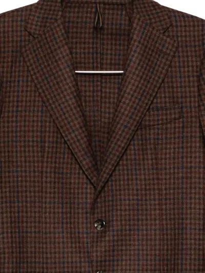 Dell'oglio Check Single-breasted Blazer In Brown