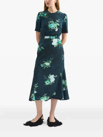 Erdem フローラル スカート In Blue