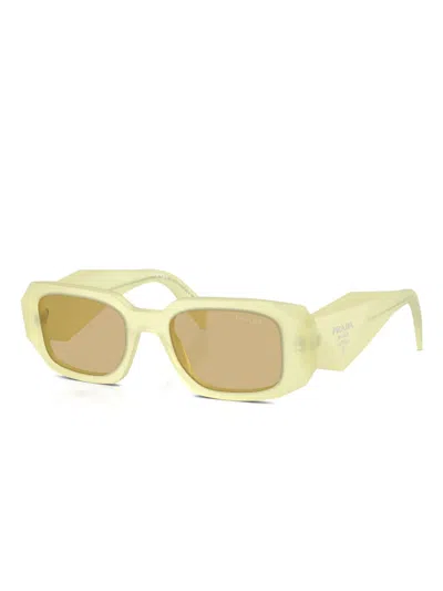 Prada Symbole Geometric-frame Sunglasses In Green