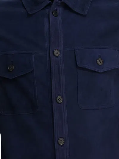 Altum Suede Overshirt Jacket Jackets And Coats Blue In Blue