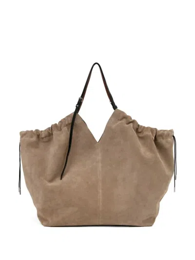 Maison Margiela Suede Tote Bag In Brown