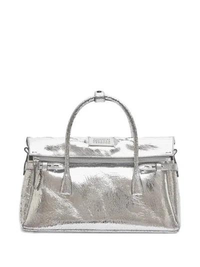 Maison Margiela Numerical-patch Tote Bag In Silver