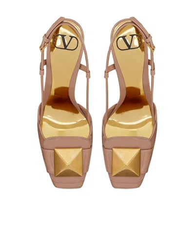 Valentino Garavani One Stud Slingback Pumps In Brown