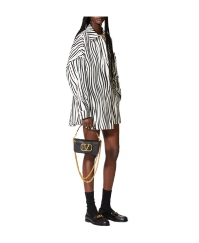 Valentino Casual Elegant Jacket With Black And White Stripes In White