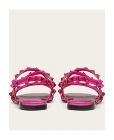 Valentino Rockstud Mirror-effect Sandal With Matching Studs And Straps In Pink
