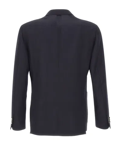 Lardini Herringbone-pattern Double-breasted Blazer In Black