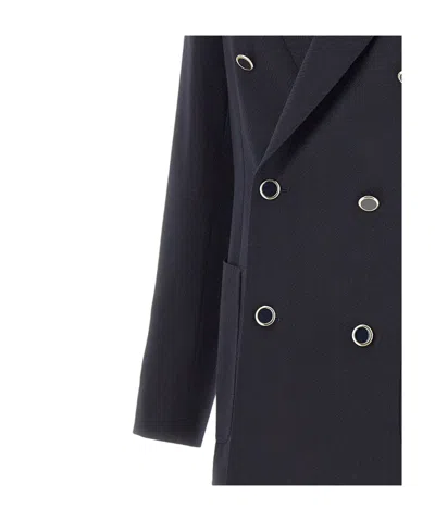 Lardini Herringbone-pattern Double-breasted Blazer In Black
