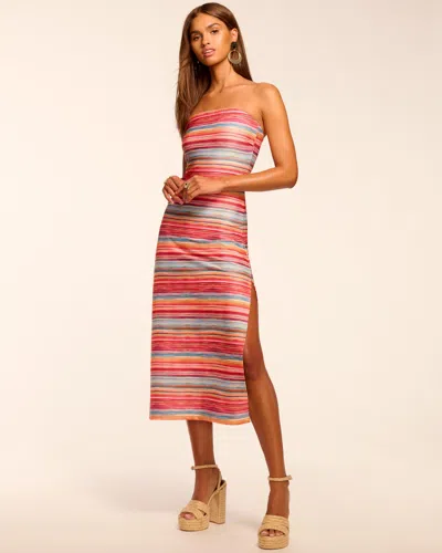 Ramy Brook Nava Striped Strapless Coverup Dress In Orange