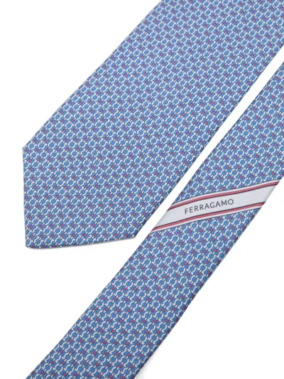Ferragamo Patterned Tie In Blue