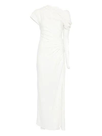 Simkhai Kally Draped Asymmetric-shoulder Maxi Dress In White