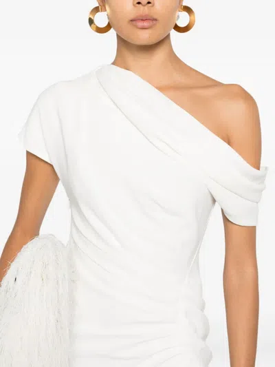 Simkhai Kally Draped Asymmetric-shoulder Maxi Dress In White