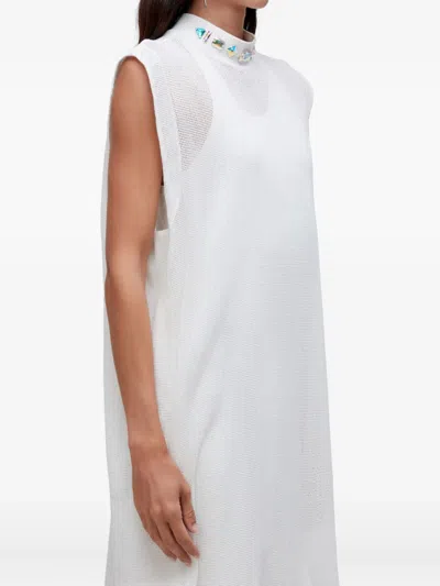 Osklen Embellished Sleeveless Midi Dress In White