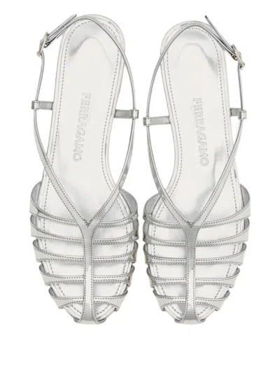 Ferragamo Caged Sandals In White