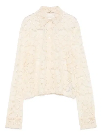 Ermanno Scervino Lace Top And Shirt Set In Neutral