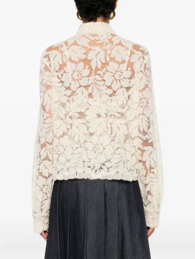 Ermanno Scervino Lace Top And Shirt Set In Neutral