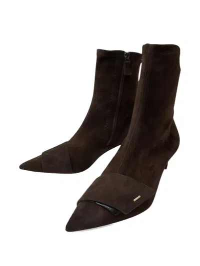 Del Carlo 50mm Pointed-toe Zip Boots In Brown