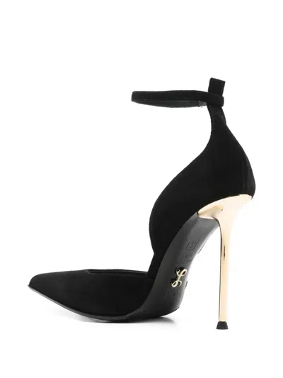 Sergio Levantesi 100mm Lara56 Ankle-strap Pointed-toe Pumps In Black