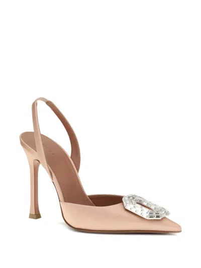 Amina Muaddi 105mm Camelia Jewel-embellished Pointed-toe Heeled Sandal In Neutral